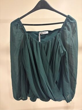 Grace Karin Deep Green Wrap Blouse